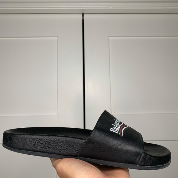 Balenciaga Political Campaign Black Pool Slides - Picture 2 of 5